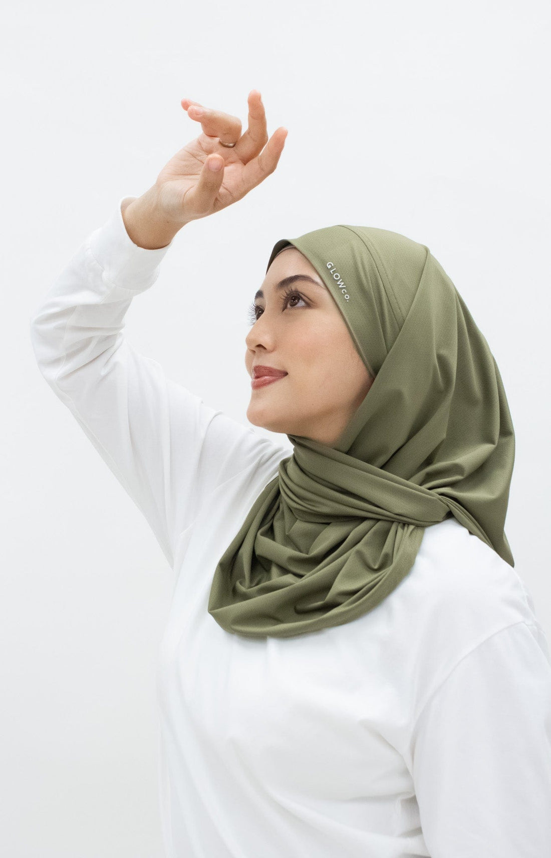 Sports Hijabs GLOWco Exclusive Tie Back Regular Shawl in Pale Olive