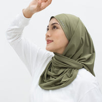 Sports Hijabs GLOWco Exclusive Tie Back Regular Shawl in Pale Olive