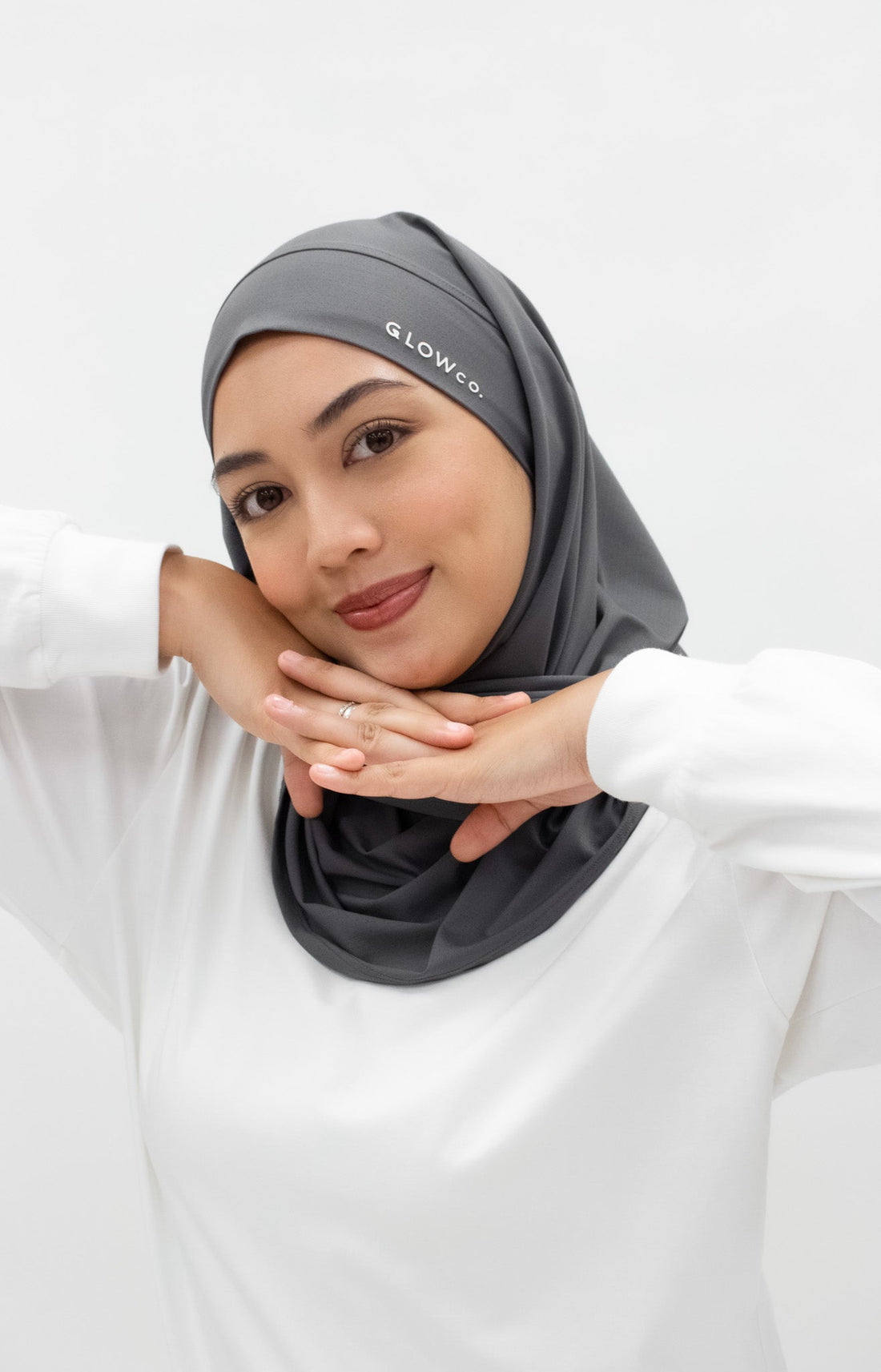 Sports Hijabs GLOWco Exclusive Tie Back Regular Shawl in Smoke Grey