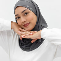 Sports Hijabs GLOWco Exclusive Tie Back Regular Shawl in Smoke Grey