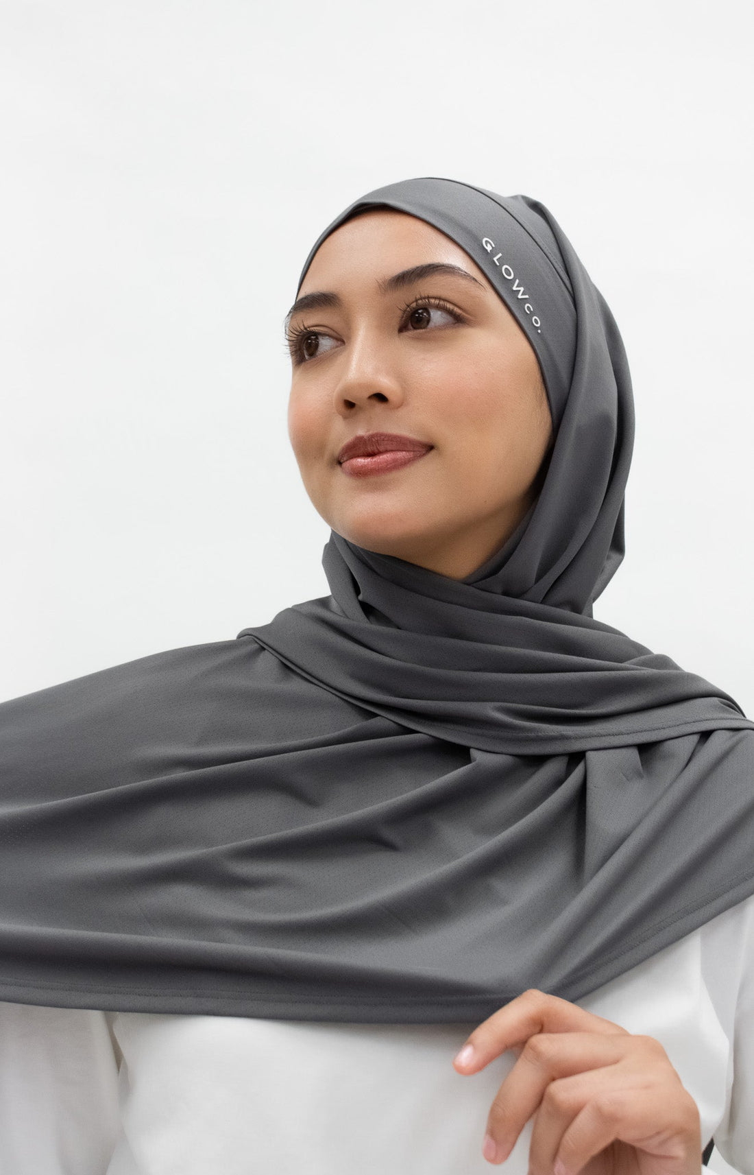 Sports Hijabs GLOWco Exclusive Tie Back Regular Shawl in Smoke Grey