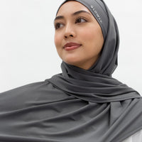 Sports Hijabs GLOWco Exclusive Tie Back Regular Shawl in Smoke Grey