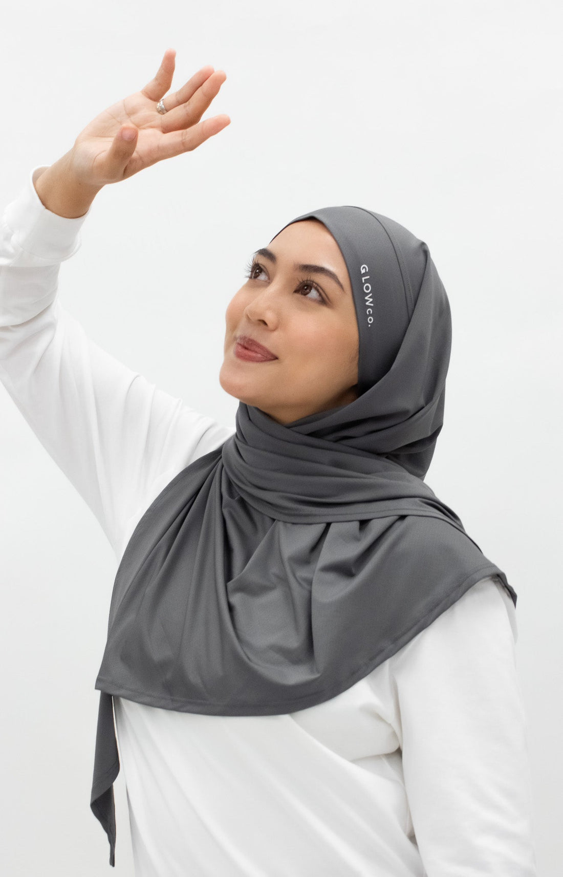 Sports Hijabs GLOWco Exclusive Tie Back Regular Shawl in Smoke Grey