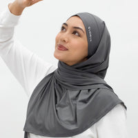 Sports Hijabs GLOWco Exclusive Tie Back Regular Shawl in Smoke Grey