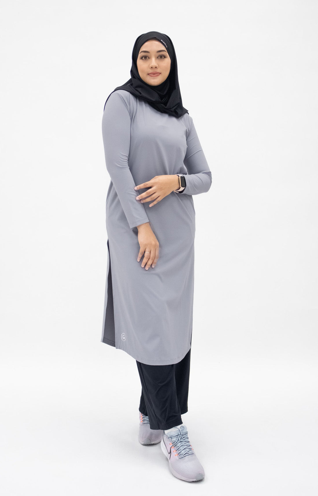 Tops GLOWco Exclusive Ultra Light Active Long Tunic in Dusty Blue