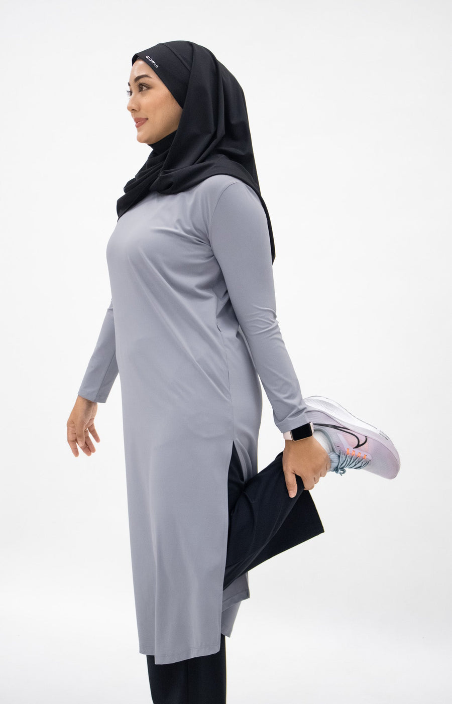 Tops GLOWco Exclusive Ultra Light Active Long Tunic in Dusty Blue