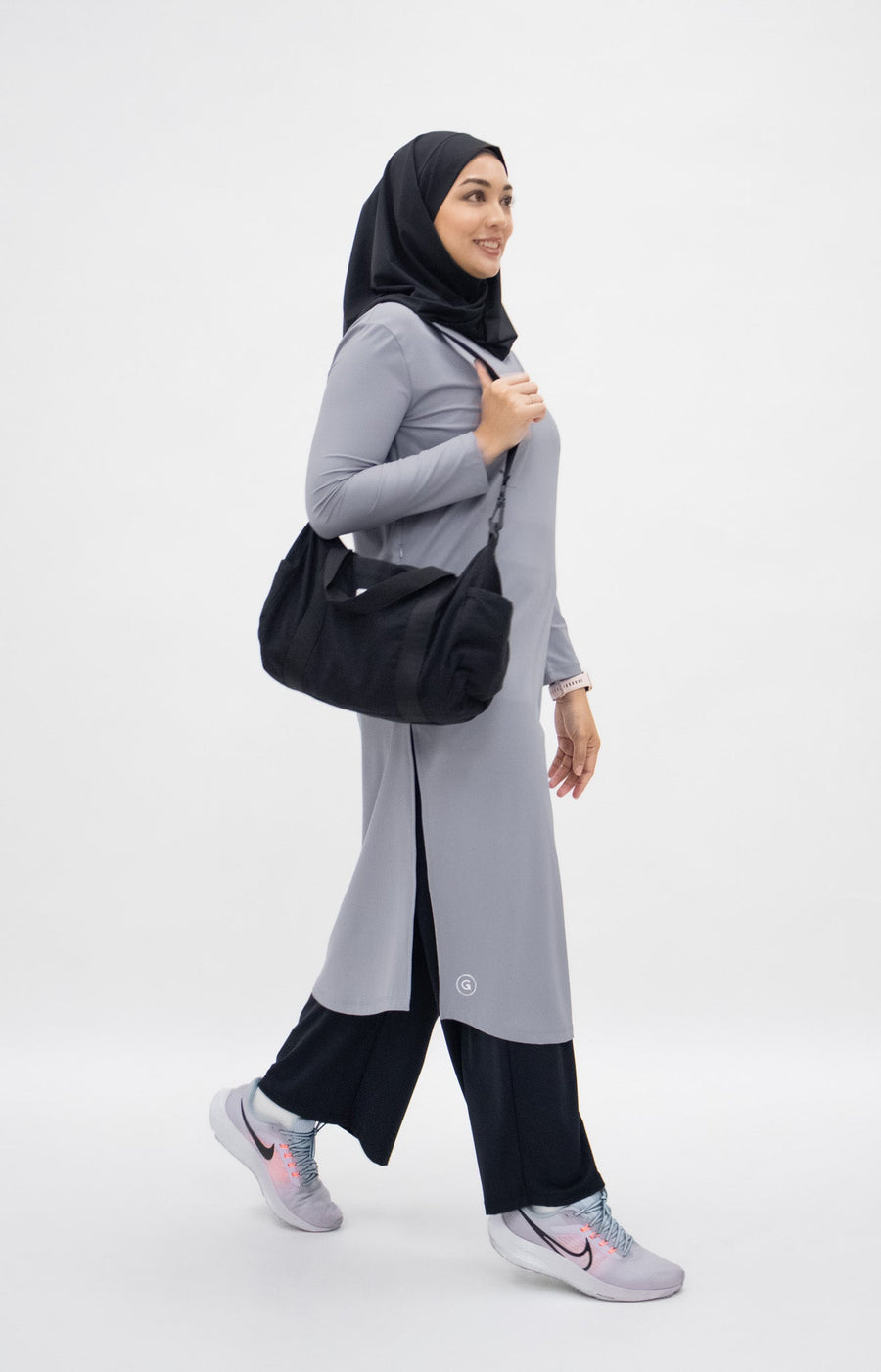 Tops GLOWco Exclusive Ultra Light Active Long Tunic in Dusty Blue