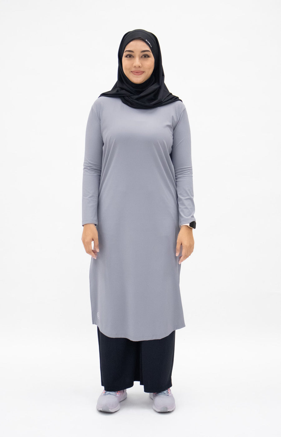 Tops GLOWco Exclusive Ultra Light Active Long Tunic in Dusty Blue