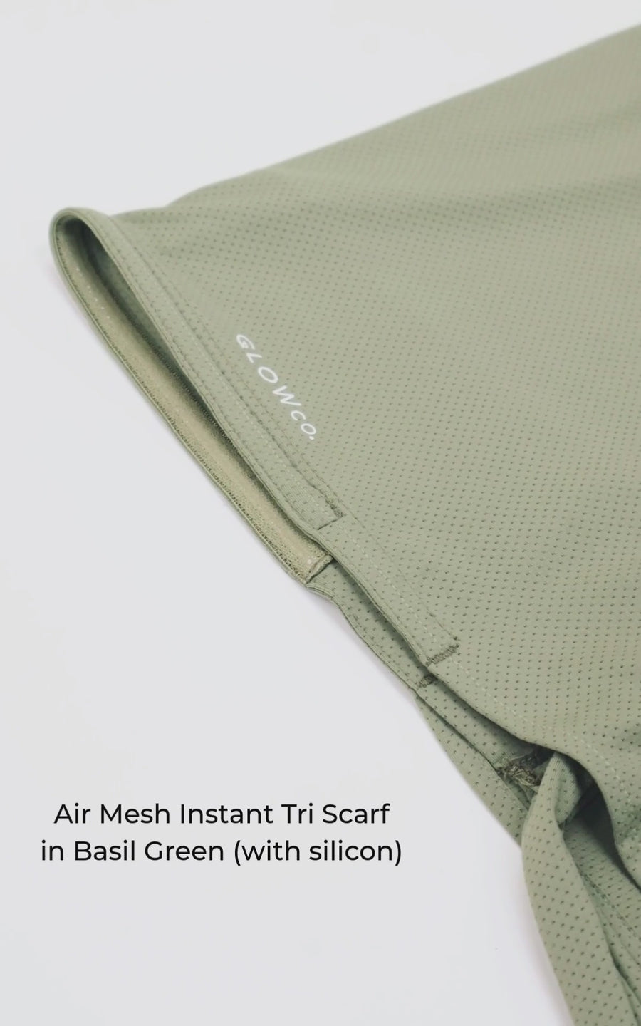 Air Mesh Instant Tri Scarf (With Inner) in Basil Green