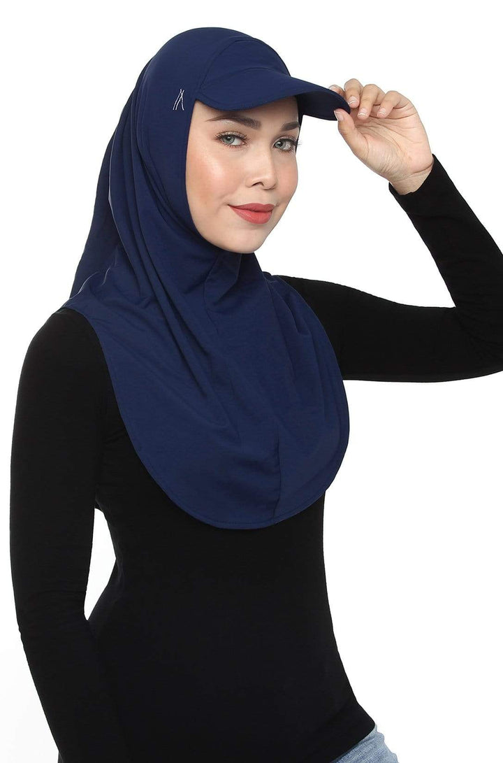 Sports Hijabs Adlina Anis Aqua Sol Ninja Cap in Navy