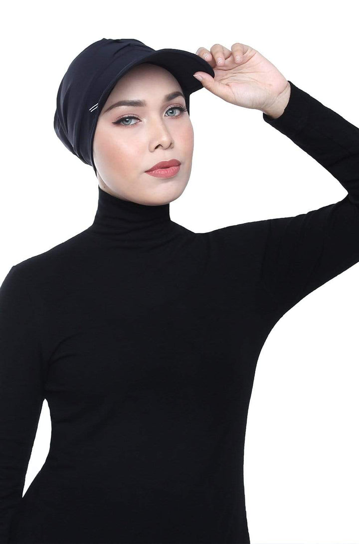 Sports Hijabs Adlina Anis Aqua Sol Turban Cap in Black