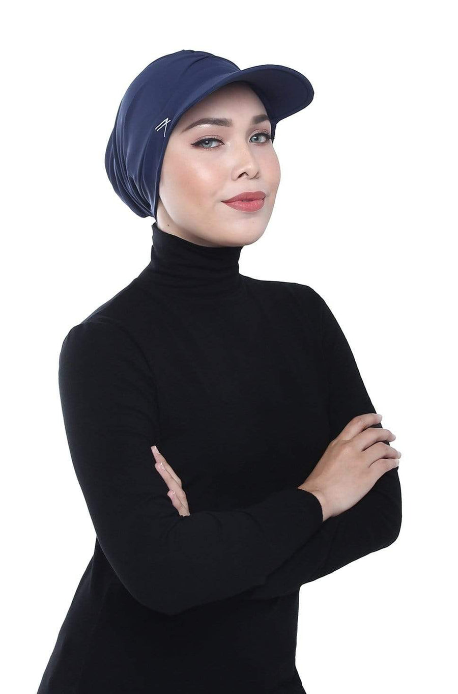 Sports Hijabs Adlina Anis Aqua Sol Turban Cap in Navy