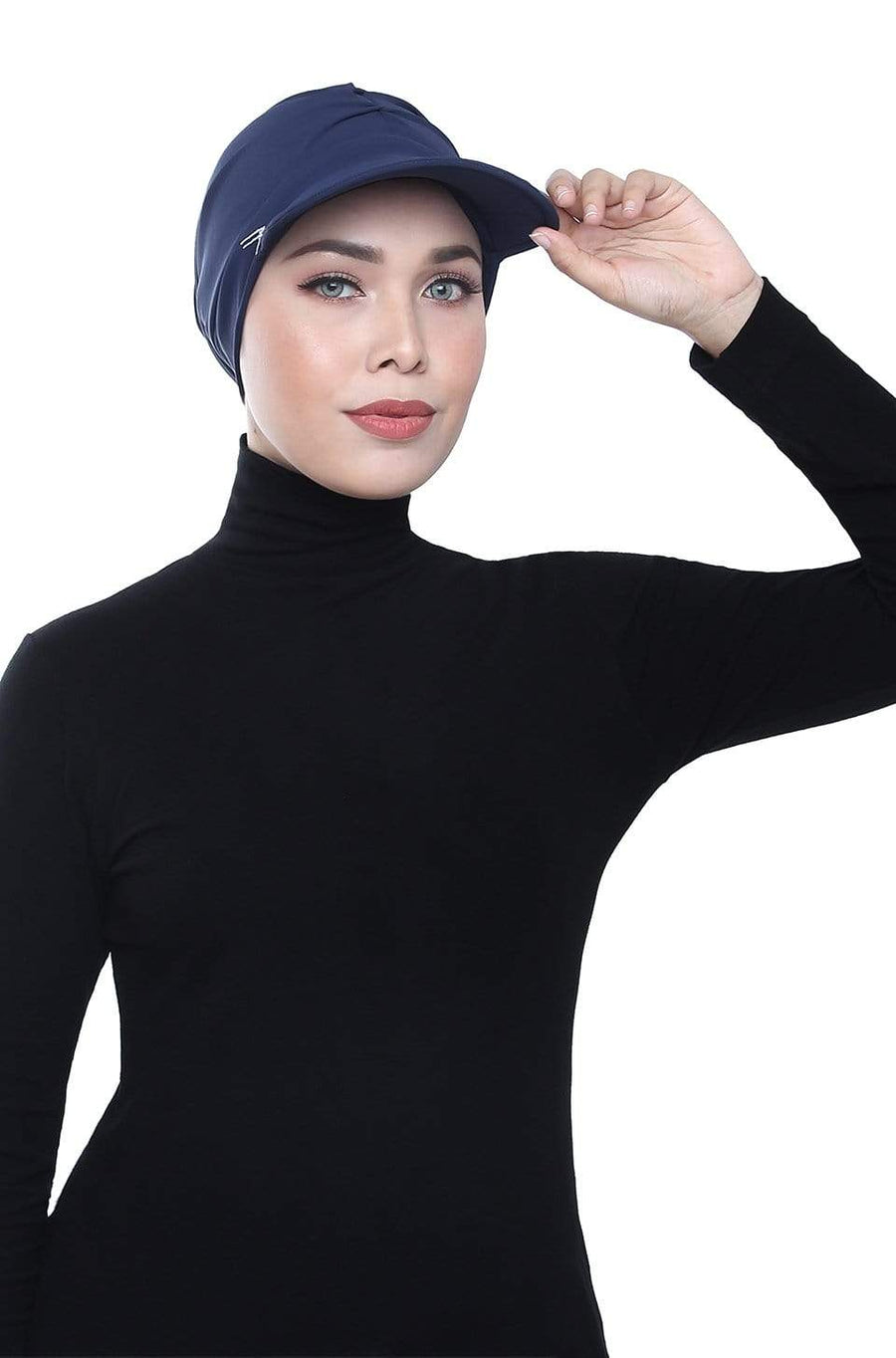 Sports Hijabs Adlina Anis Aqua Sol Turban Cap in Navy
