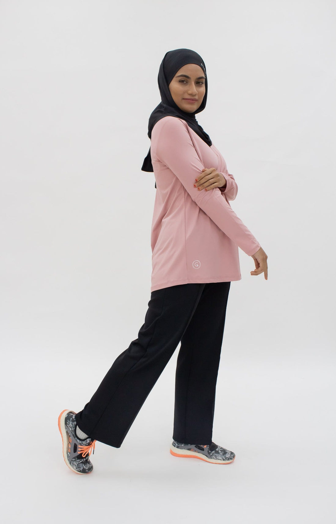 Sports Tops GLOWco Exclusive Pleated Top in Blush Pink
