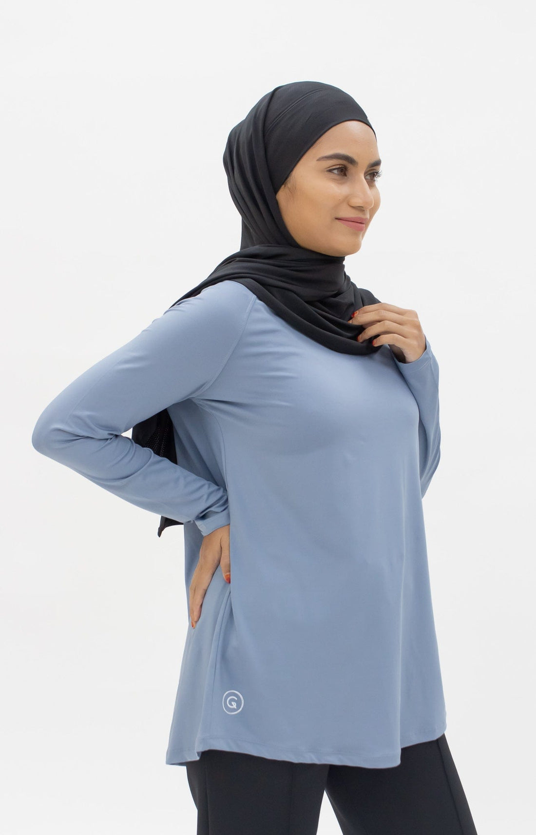 Sports Tops GLOWco Exclusive Pleated Top in Sky Blue