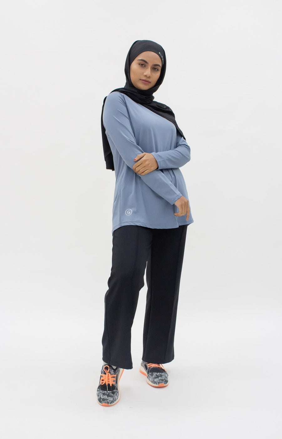 Sports Tops GLOWco Exclusive Pleated Top in Sky Blue