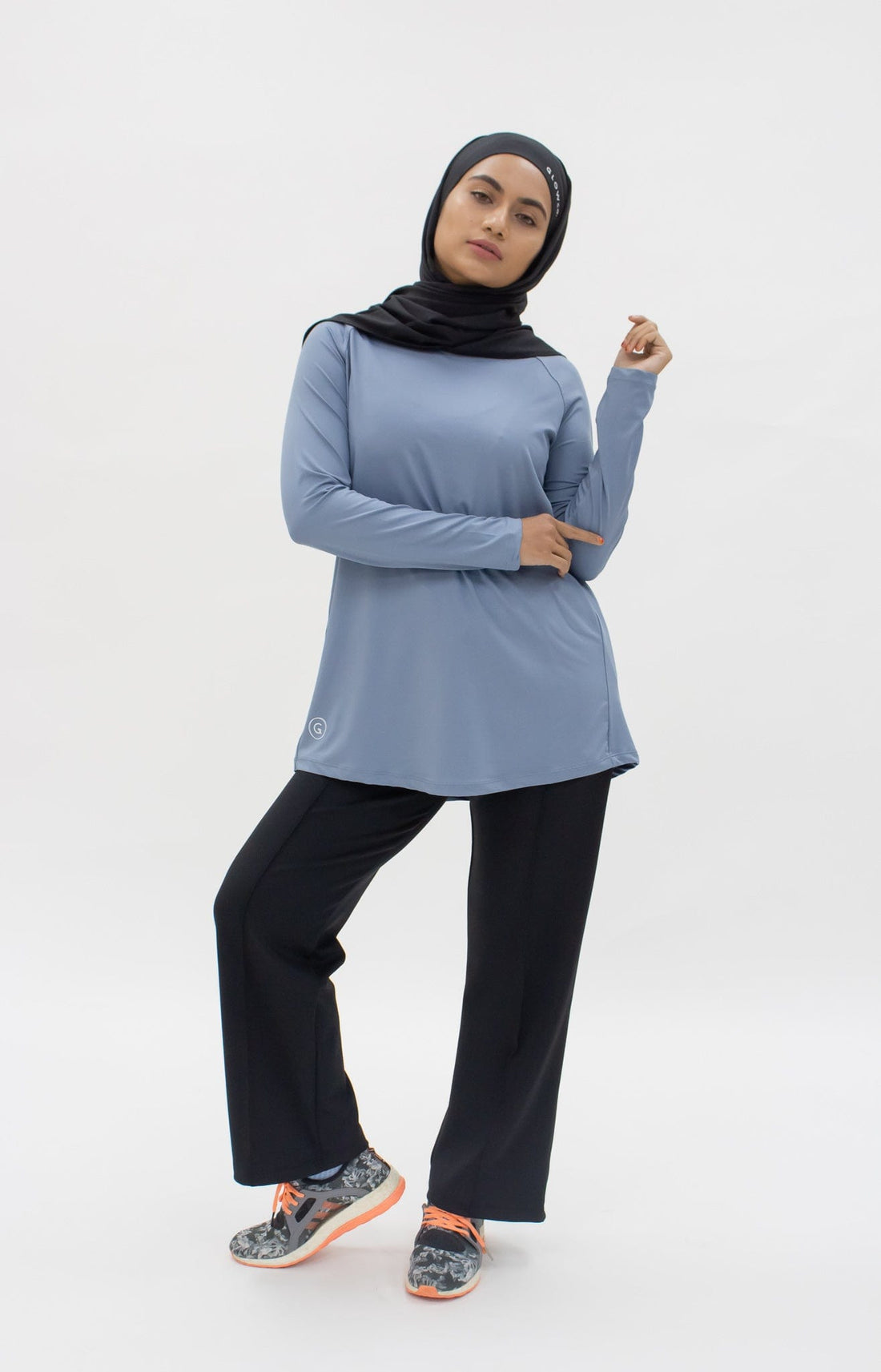 Sports Tops GLOWco Exclusive Pleated Top in Sky Blue